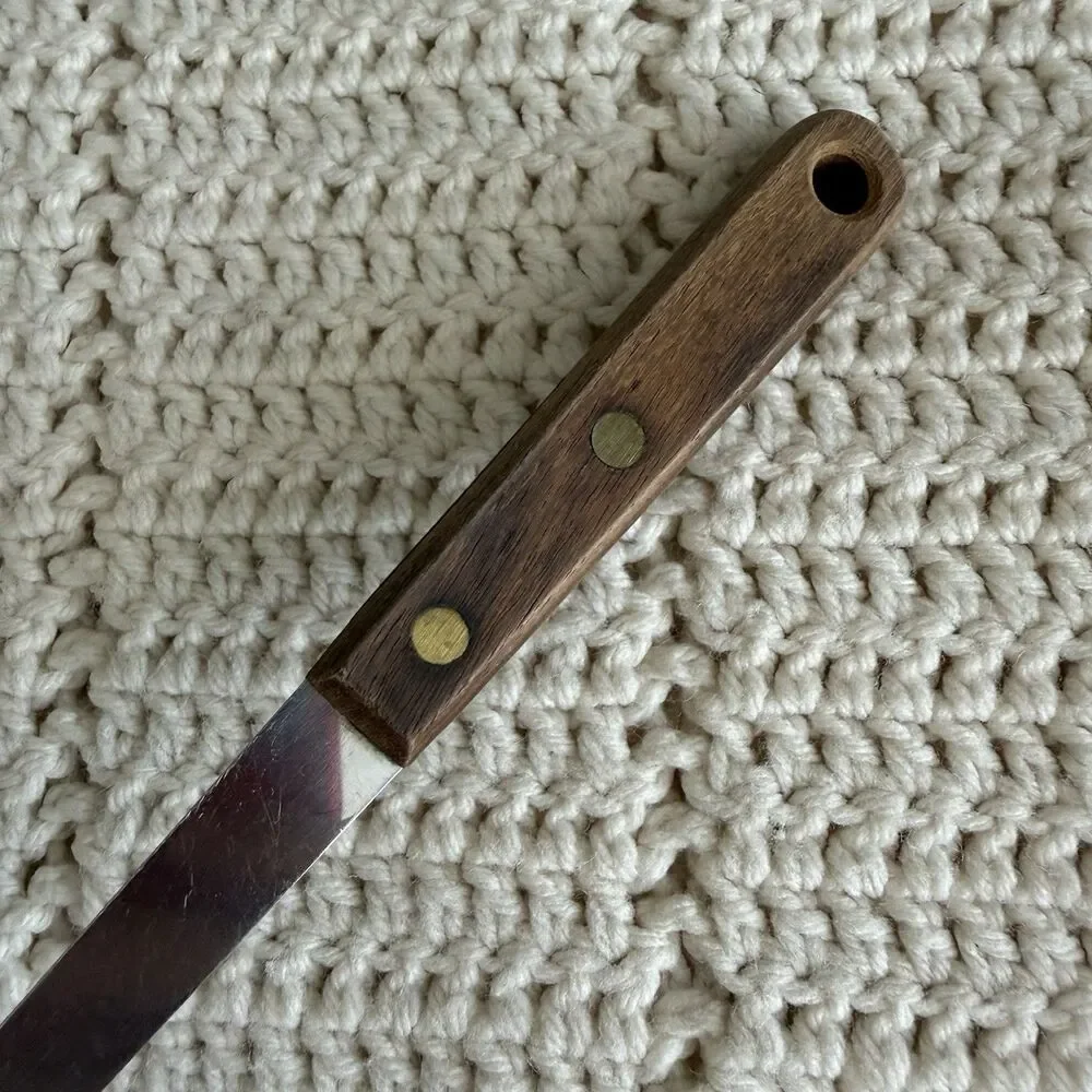 Vintage Robinson Knife Co Soup Ladle Stainless Wood Handle Made in USA 11”